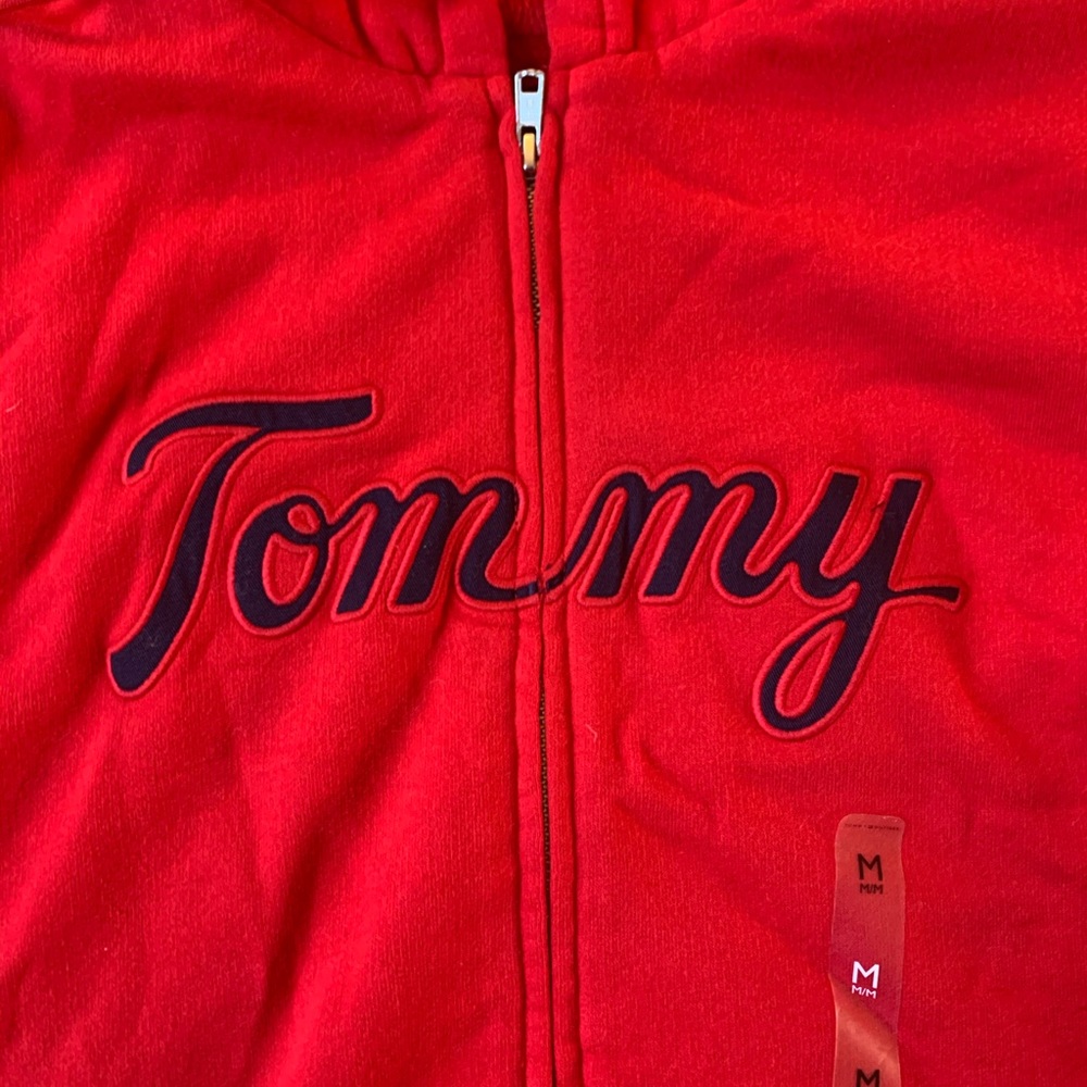 Red zip-up Tommy Hilfiger hoodie
